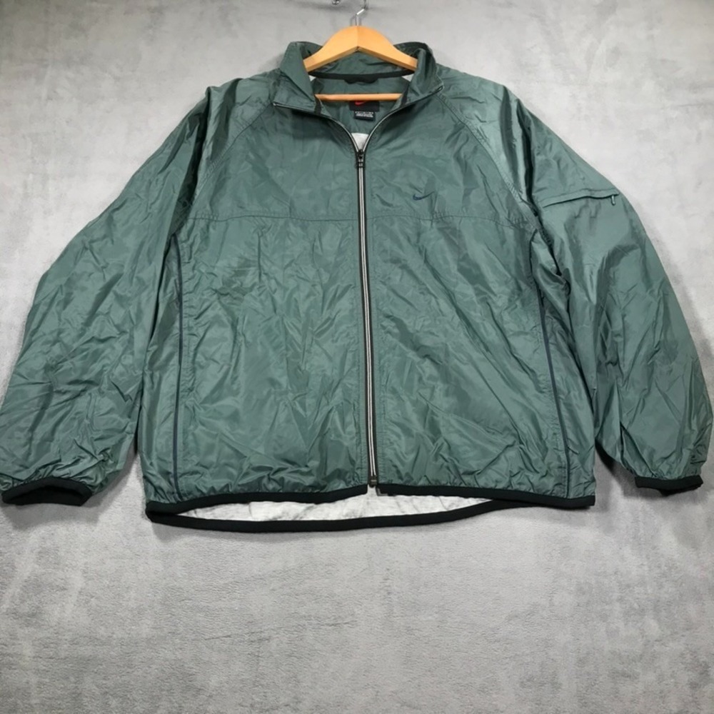 Vintage Nike Track Jacket Men's Large Green Full Zip Lined Y2K 90s Skate Hip Hop
